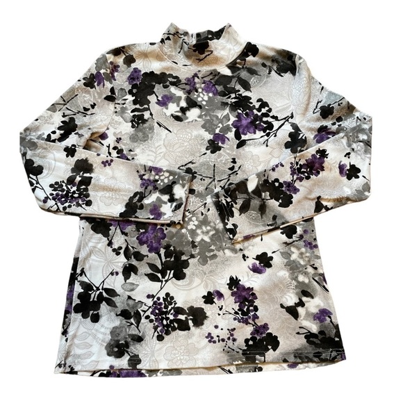 Karen Scott mock turtle neck size medium floral - Picture 1 of 4
